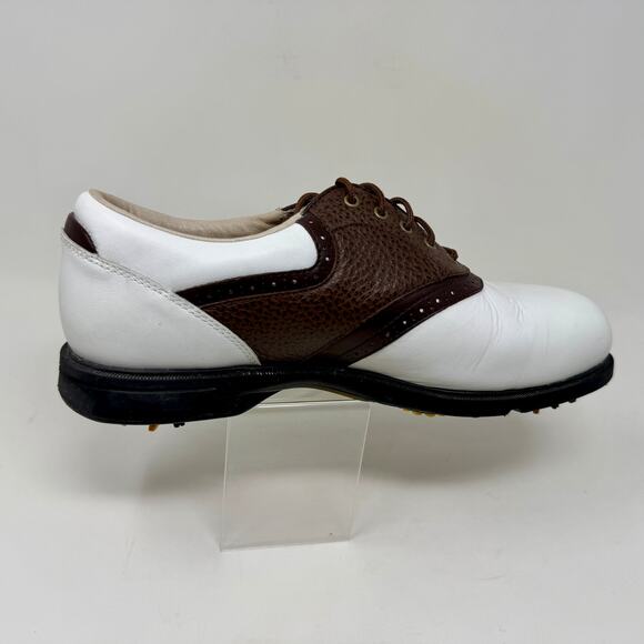 Dexter Leather Pivot Pro Golf Shoes Mens 9 1/2 Oxford Saddle Brown White K.5.4 - Picture 4 of 15